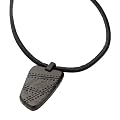 Diesel Herren-Halskette mit Anh�nger Plane Leder schwarz Edelstahl schwarz eloxiert DX0530040