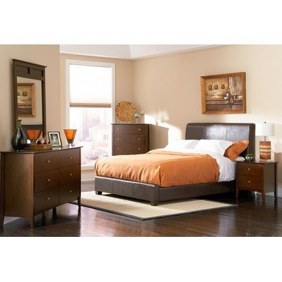 4pc Queen Size Bedroom Set in Brown Bycast Leather 