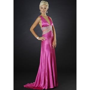 Formal Evening Gown. Beaded Dress for Prom, Party Dress by Sean Collection (70271) Fuschia
