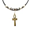 African Genuine Bone Necklace with Gold Plated Fertility Doll Pendant, Akua'ba