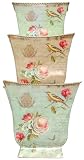Finch Decoupage Tin Cache Pot Set of 3 - Large = 9"x9"