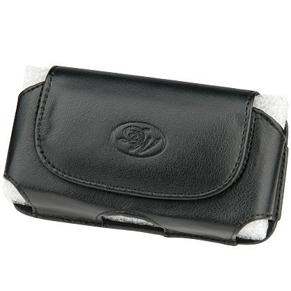 Apple iPhone 3G Black Leather Horizontal Carrying Case with Fixed Belt Clip and Belt Loop