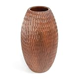 EXP Intricately Hand-etched Mango Wooden Flower / Bud Vase (Thailand)
