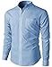 H2H Mens Casual Slim Fit Oxford Mandarin Collar Button-down Shirt With Pocket