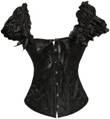Camellias Ruched Sleeves Bridal Overbust Steel Boned Waist Cinching Corset