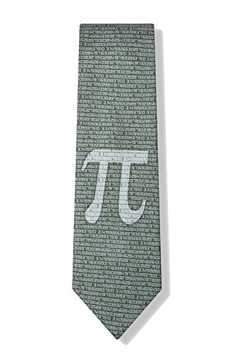 Men's Green Microfiber Pi Symbol to the 50th Decimal Mathematics Math Tie Necktie