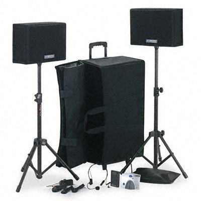 AmpliVox SW227 Portable Wireless Powered Speaker Voice Projector Kit, Black