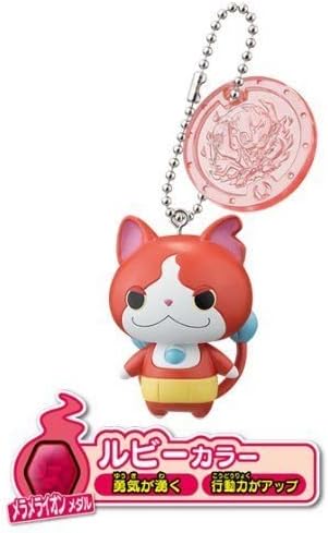 Youkai Watch Mascot Key Chain Ruby Color Jibanyan & Meramelion Medal Charm