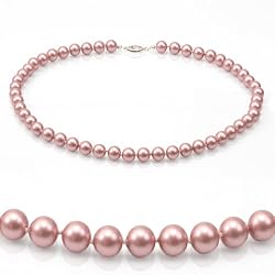 Genuine Swarovski Crystal Pearl Necklace- Rose (8mm)