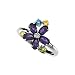 14K White Gold 0.03 ct. Diamond and 1 1/3 ct. Multicolor Gemstone Floral Ring