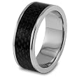 Black Carbon Fiber Inlaid Polished Stainless Steel Ring