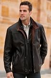 Men's Hunter Lambskin Leather Coat with Sheepskin Collar
