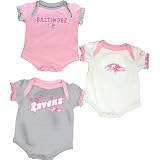 Reebok Baltimore Ravens Infant 3-Piece Creeper Set - Pink 3-6 Months