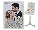 PMPX Vintage White Guest Drop Top Frame with Stand Guest Book Alternative with Wood Hearts, Matching Box with Message Inside The Lid. Weddings, Bridal or Baby Shower, Anniversary, or Special Event.