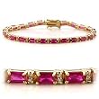 Gold-Plated Brass Bracelet with Ruby CZ, 7 Inches