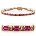 Jewelry : Gold Plated Brass Bracelets with Ruby CZ ,7 Inches