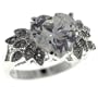 Cz Heart Flower Sterling Silver Right Hand Ring
