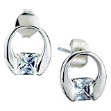 Pugster Circle Square Clear Crystal Stud Earrings