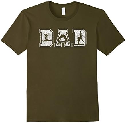 Men's Gymnastics Dad Funny Fathers Day Distressed T-Shirt Large Olive