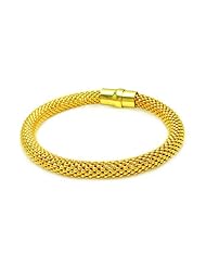 8MM Sterling Silver Italian Bracelets Gold Plated Large Beaded Magnet Lock Bracelet 7.5 Inches