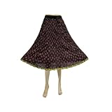 Women Skirt Black Red Floral Printed Boho Cotton Calf Length Skirt 30"l