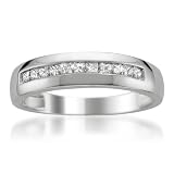 14k White Gold Princess-cut Diamond Men's Wedding Band Ring (1/2 cttw, H-I, SI2-I1)