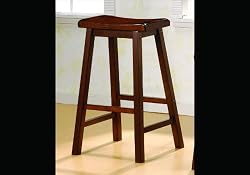 29 Inch Walnut Bar Stool Wooden Barstool Chair Set of 2