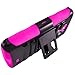 LG L31G / LG Access LTE Case Combo by ICE-CLEAR(TM)-HERCULES Dual- Layer Hard/Gel Hybrid Kickstand Armor Case w/ Holster (Black/Pink)+Touch Screen Stylus
