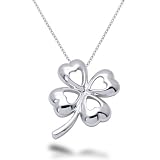 Sterling Silver Four Leaf Clover Necklace, 16IN