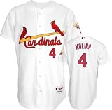 Yadier Molina Jersey: St. Louis Cardinals #4 Home White Authentic Jersey with World Series Commemorative Patch worn in 2012