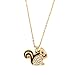 Heirloom Finds Crystal and Chocolate Brown Enamel Squirrel Pendant Necklace in Goldtone