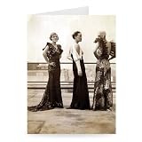 Fashion 1930s Models Wearing long evening.. - Greeting Card (Pack of 2) - 7x5 inch - Art247 - Standard Size - Pack Of 2