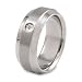 14k White Gold and Stainless Steel Diamond (0.03ctw) Brushed and Polished Men's Ring (10.0 mm)
