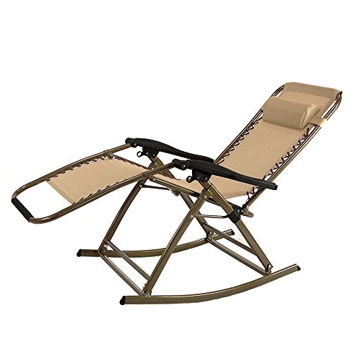 Zero Gravity Rocking Chair Outdoor Recliner Infinity Tan Lounge Patio