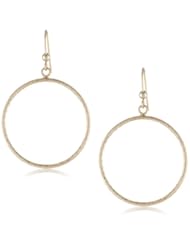 14k Yellow Gold Diamond-Cut Round Hoop Earrings with Shepherds Hook