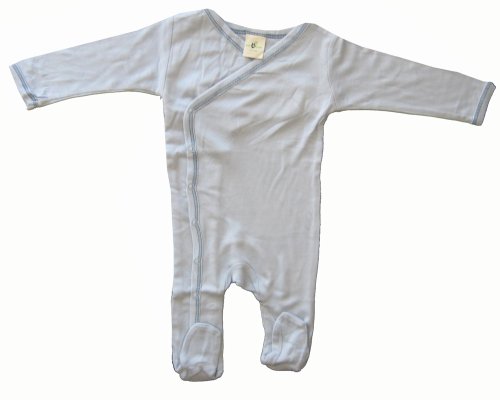 Baby Bambu Natural Romper with Footies - Blue, 3-6 Months