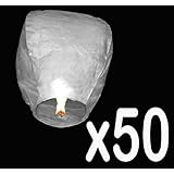 Outsunny 50-pk Paper Chinese Sky Lanterns - Outdoor Flying Fire Lamps - White