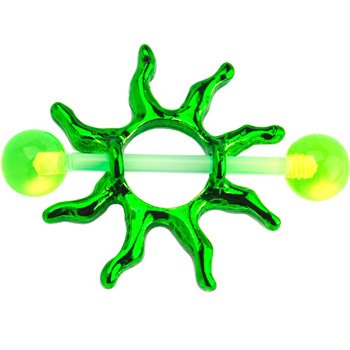 Stunning Green Bioplast Tribal Sun Nipple Shield Piercing Jewelry