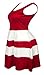 eVogues Plus size Color Block Flare Mini Dress Red White