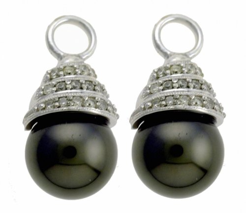 Ladies 9mm Tahitian Pearl and 0.20ct Diamond Earring Charms