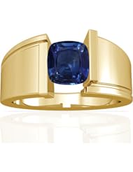 14K Yellow Gold Cushion Cut Blue Sapphire Solitaire Ring (GIA Certificate)