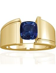 18K Yellow Gold Cushion Cut Blue Sapphire Solitaire Ring (GIA Certificate)