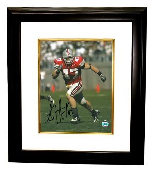 AJ Hawk Autographed/Hand Signed Ohio State Buckeyes 8x10 Photo Custom Framed- Hawk Hologram