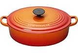 IMAGE OF Le Creuset Enameled Cast-Iron 3-1/2-Quart Oval Wide French Oven, Flame