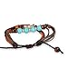 Fashion Plaza Women's Adjustable Lether Bracelet Triple Strands Turquiose Multiple Color Beads L129