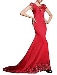 Cap Sleeves Jeweled Beaded Cocktail Mermaid Cotton/Knit Homecoming Dress/Prom Dress/Wedding Party Dress 