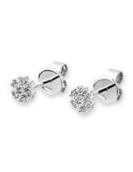 (X1000Diamond) 18K/750 White Gold Snowflake Cluster Diamond Stud Earring (0.20 cttw, G-H Color, VS2-SI1 Clarity)