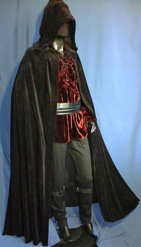 MITTELALTER SAMT CAPE UMHANG GOTHIC LARP VAMPIR KNECHT 5004 Schwarz