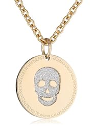Rebecca "Word Glam" Gold Over Bronze Shimmering Skull Pendant Necklace