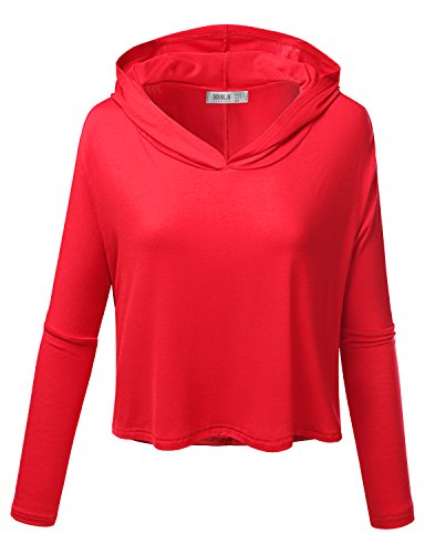 Doublju Women Lightweight Basic Designed Dolman Sleeve Active Hoodie Top